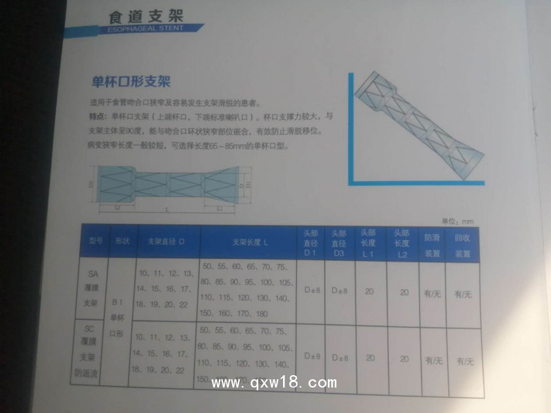 手術支架/不銹鋼支架/食道支架/直管型支架