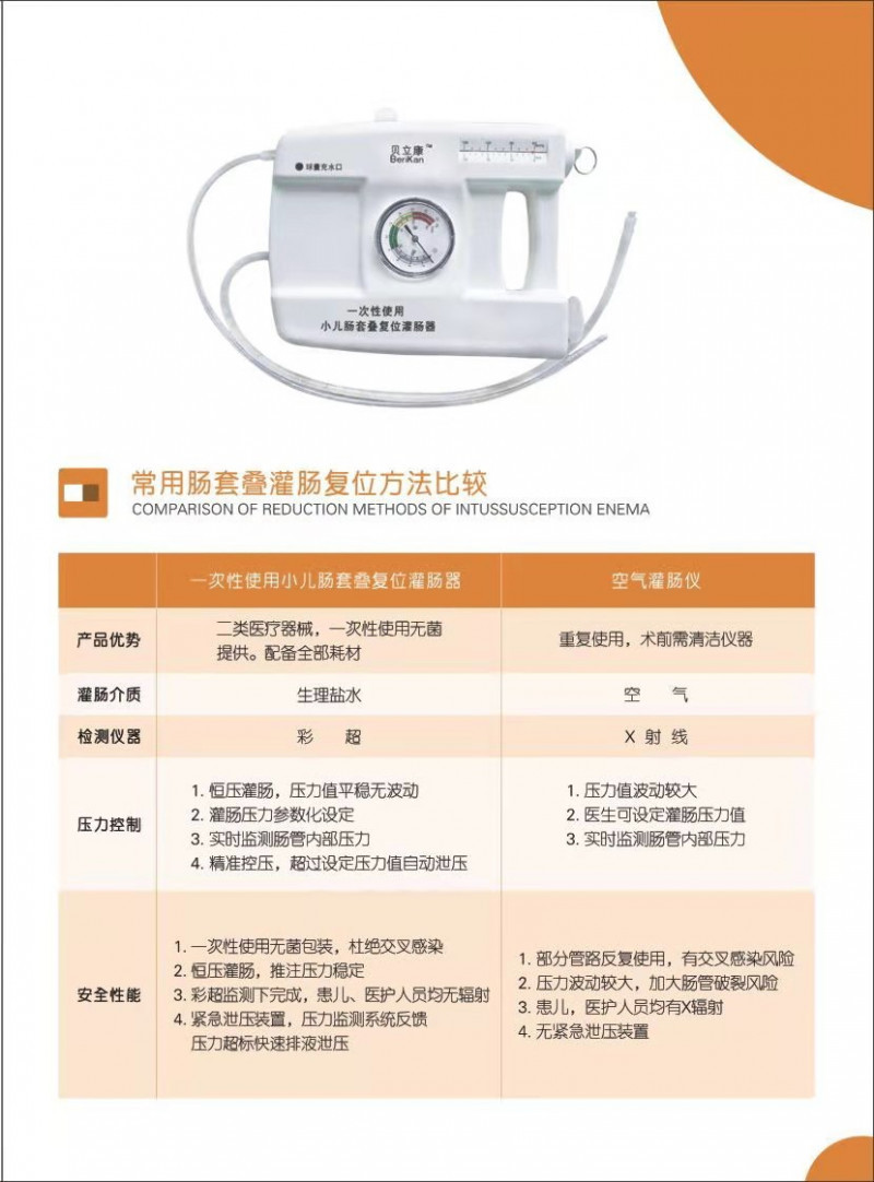 一次性使用小兒腸套疊復位灌腸器