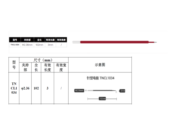 鎢針電極、高頻手術電極TNCL1034